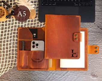 Leather Portfolio Organizer, Premium Padfolio Folder for Work and Meetings, Minimal Office Essential