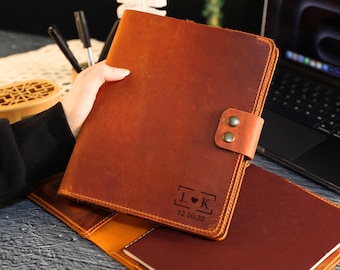Personalized Leather A5 Portfolio, 3 Year Anniversary Gift, Custom Leather Portfolio