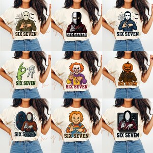 9 Funny 6 7 Halloween Png Bundle, Six Seven Shirt, 6 7 Movie Killers Png, Six Seven Meme Pumpkin , Spooky Season Png, 67 Trend Social Media