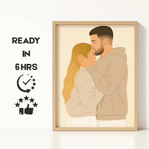Faceless Portrait Print, Digital Drawing and Illustration, Drawing from Photo, Digital Art, Custom Portrait from Photo, Couple Drawing