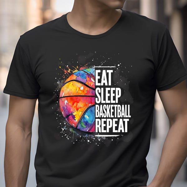 Watercolor Basketball SVG: Eat Sleep Repeat Design (Digital Download)