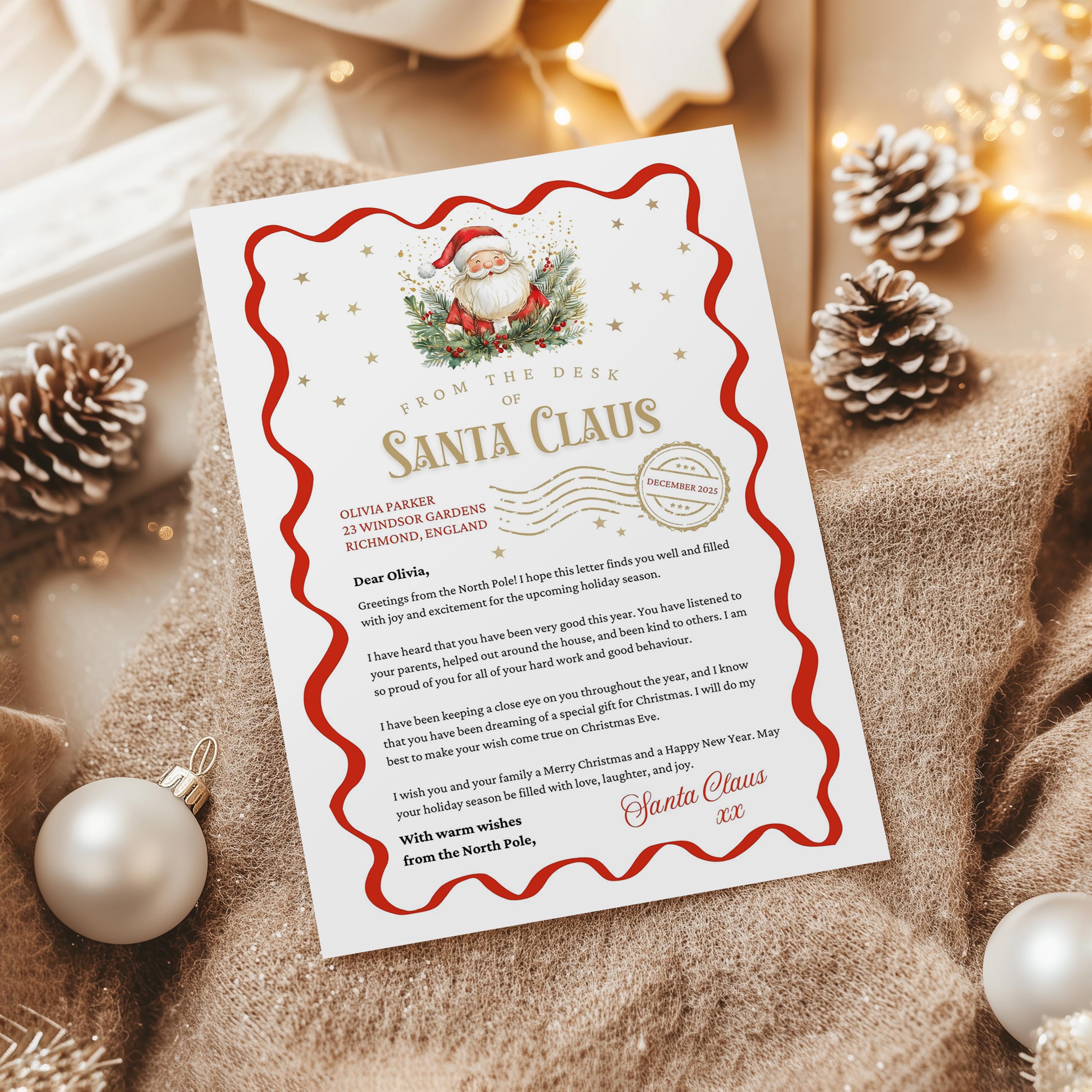 Editable Santa Letter Template | Printable Christmas Message ...
