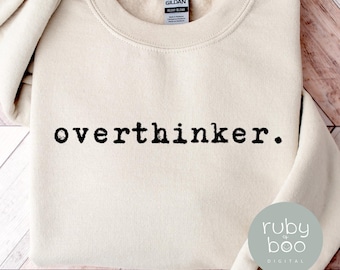 Overthinker Slogan: Grunge Typewriter Text (SVG, PNG)