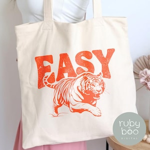 Easy Tiger SVG PNG Retro Bold Tiger Graphic T-Shirt Tote Bag Design Digital Download for DIY Apparel Stickers Wall Art