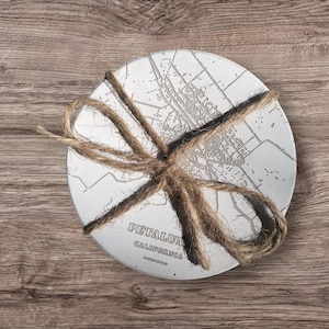 Custom City Map Ceramic Coaster Set—Personalized Home Decor Gift
