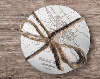 Kundenspezifisches Stadtkarte-Keramikuntersetzer-Set - Personalisiertes Wohndekor-Geschenk