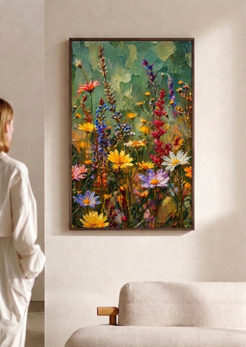 Wildflower Oil Painting Print on Canvas, Impressionist Floral Art ...