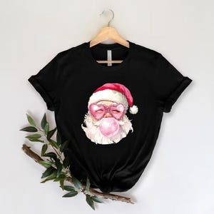 Pink Santa Hat Shirt, Vintage Santa Shirt, Retro Pink Santa Shirt,Retro Christmas Tshirts,Holiday Shirt,Family Xmas Shirt,Pink Santa Shirt