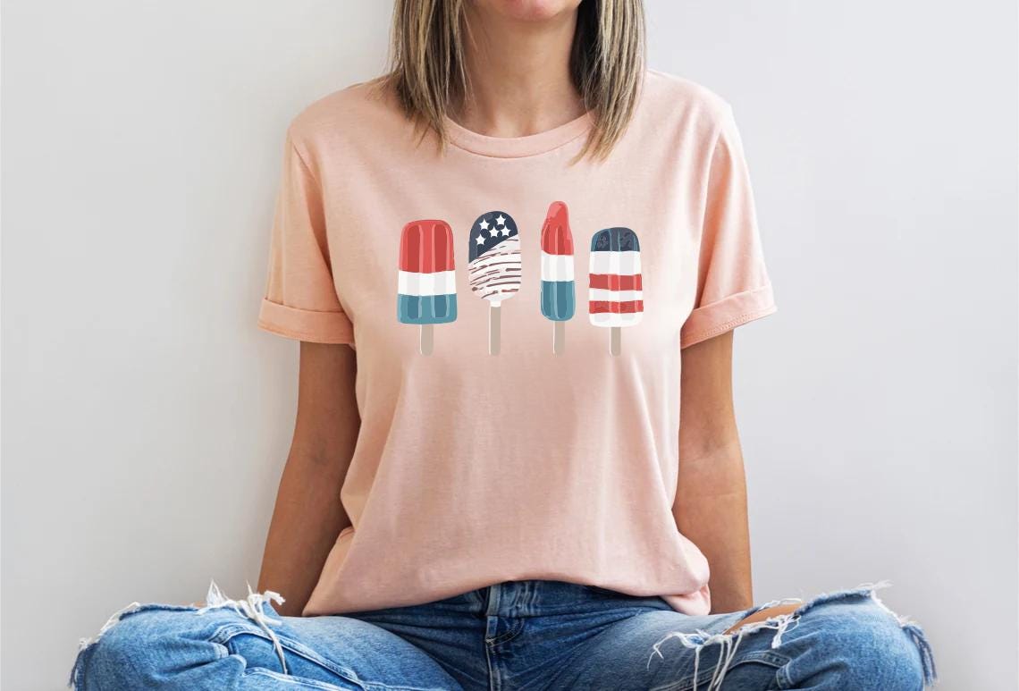 Patriotic Ice Cream Shirt, America Lover Gift, USA PopsicleT-Shirt, 4th Of July Gift Tee, Cute Ice Cream Shirt, Funny 4th of July
