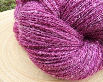 124 grams 437 yards - Handspun yarn 2 ply merino bamboo hand dyed