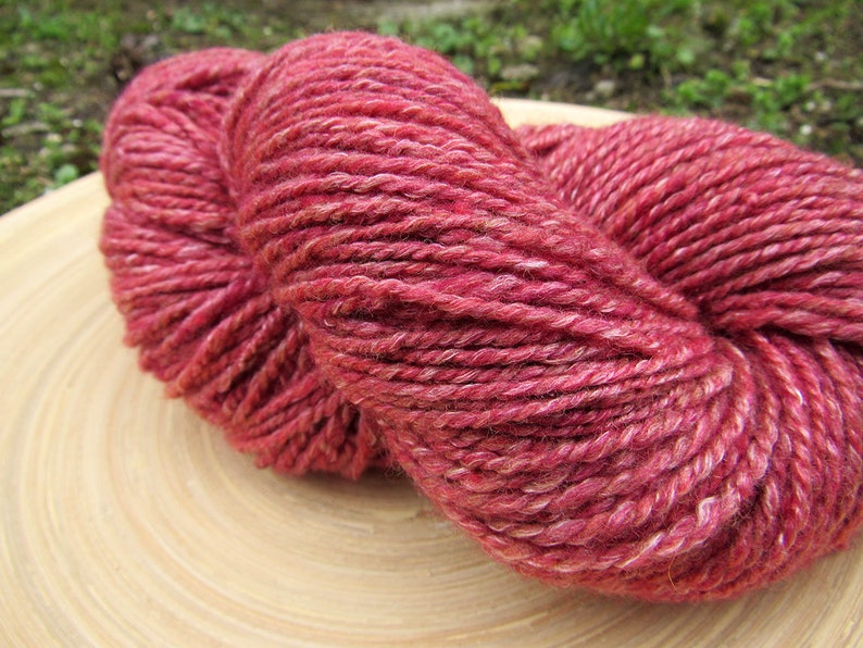 98 grams 220 yards Handspun yarn 2 ply luxury blend merino silk image 1