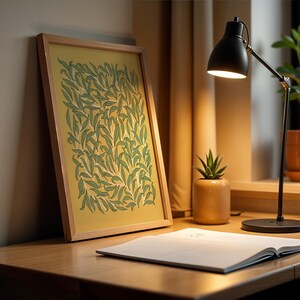 Contemporary Green Leaf Wall Art Design Poster, Abstract Colorful Modern Wall Decor, Contemporary Art for Home & Office Home Decor
