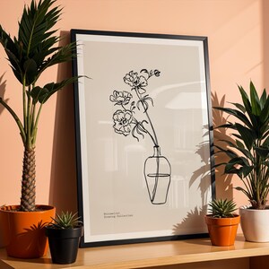 Minimalist Line Art Flower Vase Poster, Abstract Colorful Modern Wall Decor, Contemporary Art for Home & Office Home Decor