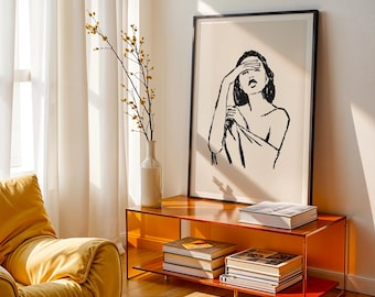 Abstract Woman Line Art Print: Modern Colorful Home Decor