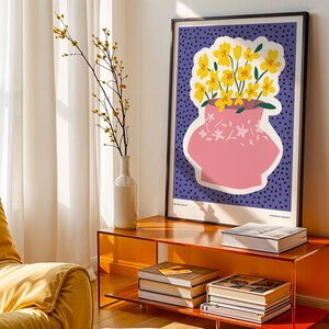 Colorful Floral Vase Wall Art Poster No:38 Poster, Abstract Colorful Modern Wall Decor, Contemporary Art for Home & Office Home Decor