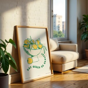 Modern Lemon Fruit Bowl Illustration Poster, Abstract Colorful Modern Wall Decor, Contemporary Art for Home & Office Home Decor