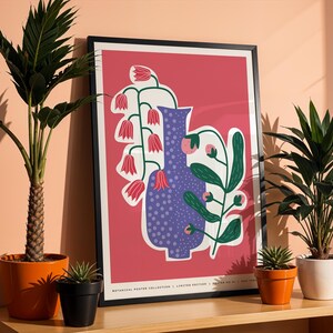 Colorful Botanical Vase Flowers  Art Poster No:44 Poster, Abstract Colorful Modern Wall Decor, Contemporary Art for Home & Office Home Decor