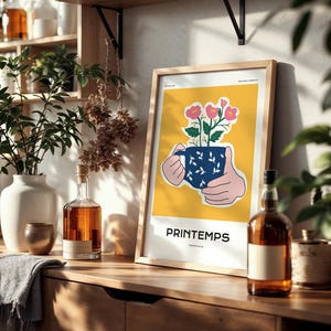 Floral Hands and Pot Art Poster No:33 Poster, Abstract Colorful Modern Wall Decor, Contemporary Art for Home & Office Home Decor