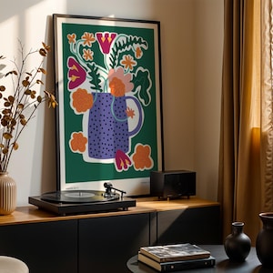 Colorful Flower Vase Poster No:17 Poster, Abstract Colorful Modern Wall Decor, Contemporary Art for Home & Office Home Decor