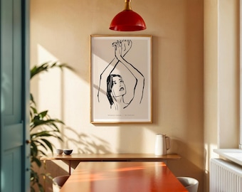 Abstract Woman Line Art Print: Modern Colorful Home Decor