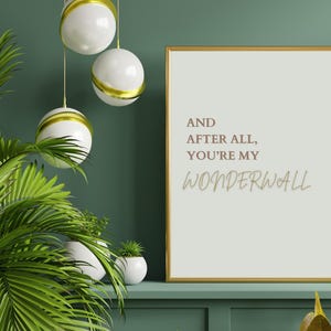 Muurkunst Oasis Wonderwall - Teksten Digitale print Minimalist - Britpop, jaren 90 Manchester