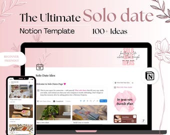 Solo Date Ideas Notion Template | Planner, Scrapbook (Digital Download)
