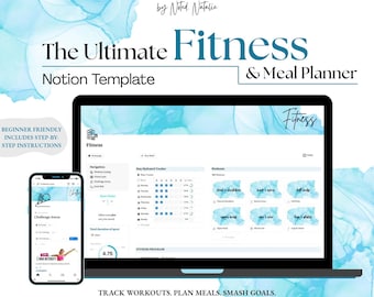 Ultimate Fitness & Meal Planner Notion Template, Workout Tracker, Recipe Book (Digital Download)