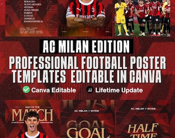 Milano Football Poster Template: Editable Canva Matchday Graphics (Digital Download)
