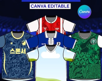 編集可能なジャージモックアップ：Canvaテンプレート、カスタマイズ可能なスポーツデザイン（デジタルダウンロード）