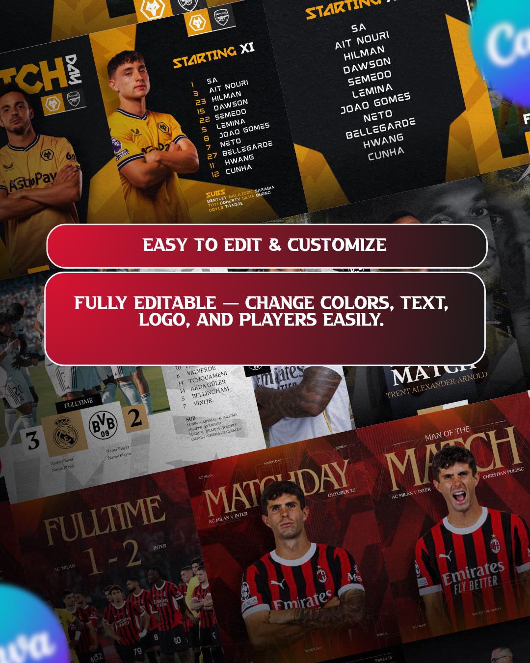60 + Editable Football Graphics Pack – Complete Matchday & Player ...