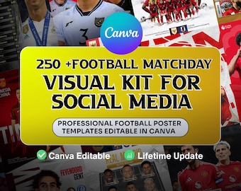 250 Editable Soccer Poster Templates | Canva Football Bundle | Game Day, Transfer Market, League Standings