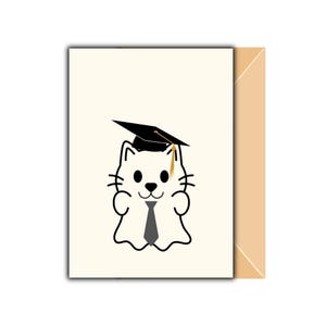 Graduation gifts 2025, Phd graduation card, Funny, cat, Congrats ,5x7 Foldable Card, Printable, uni & diploma, digital, download, ghost