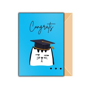 Graduation gifts 2025, Phd graduation card, Funny, cat, Congrats ,5x7 Foldable Card, Printable, university & diploma, digital, download
