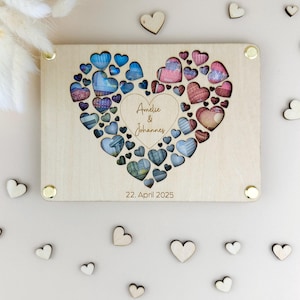 Personalisierte Geschenkkarte zur Hochzeit | Motiv "Name on my heart" | Holzkarte mit Namen | Geschenkverpackung Geld