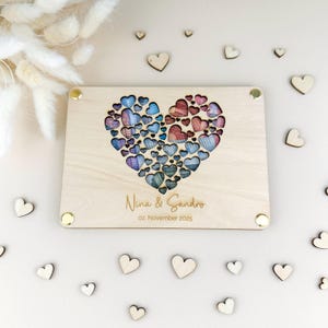 Personalisierte Geschenkkarte zur Hochzeit | Motiv "Big Heart" | Holzkarte mit Namen | Geschenkverpackung Geld