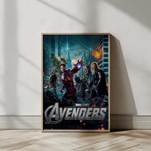 Superhero Team Action Poster – Rolled Canvas Wall Art with Epic Battle Scene for Comic Fans and Movie Collectors