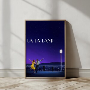 Póster de ciudad de baile romántico con cielo nocturno de ensueño, arte mural para fanáticos del cine musical, decoración moderna de historias de amor, impresión en lienzo de alta calidad.
