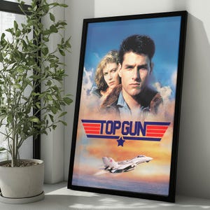 Retro Jet Fighter Action Poster – Rolled Canvas Wall Art Featuring 80s Aviation Romance Aesthetic, Perfect Gift for Movie and Military Fans
