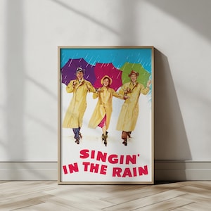 Retro Musical Rain Dance Poster – Vibrant Rolled Wall Art with Vintage Umbrella Style for Film Buffs and Theatre Fans