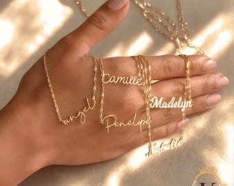 Personalized Signature Name Necklace – Custom Stainless Steel Necklace for Women in Silver, Gold, and Rose Gold