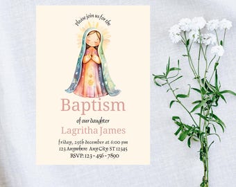 Baptism Invitation Template, Modern Baptism Invite, Minimalist Baptism Invite, Simple Baptism Invite, Minimal Aesthetic