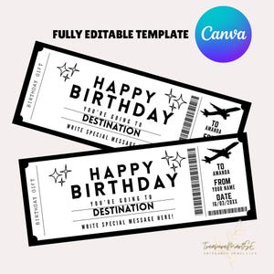Printable Birthday Boarding Pass Ticket, Surprise Boarding Pass Ticket, Template, Editable Gift Ticket, Trip Ticket, Digital Download