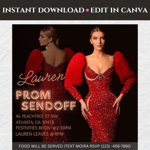 Prom Send Off Flyer, DIY Prom Queen Flyer, Prom Send Off Event, Prom Invitation Flyer, Prom Flyer, Prom Party Invite, Prom, Canva Editable