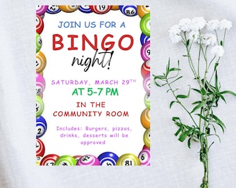 Editable Bingo Night Flyer Template, Night Game Invite, School Family Fundraiser Event, Bingo Night Fundraiser Flyer Invite, Game Flyer
