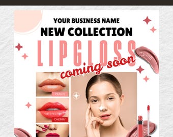 Editable lipgloss sale flyer, New lipgloss , Shop Now Flyer, Make Up Flyer, Canva Template, Makeup tech flyer Template, Self Editable