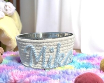 Personalized Dog Bowl: Stainless Steel Pet Dish with Custom Fabric Cover