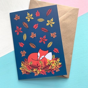 Sleeping Fox Illustrated greetings card image 1