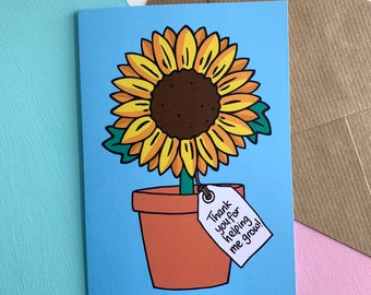 Sunflower Thank you Illustrated greetings card