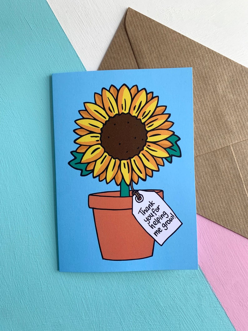 Sunflower Thank you Illustrated greetings card image 1