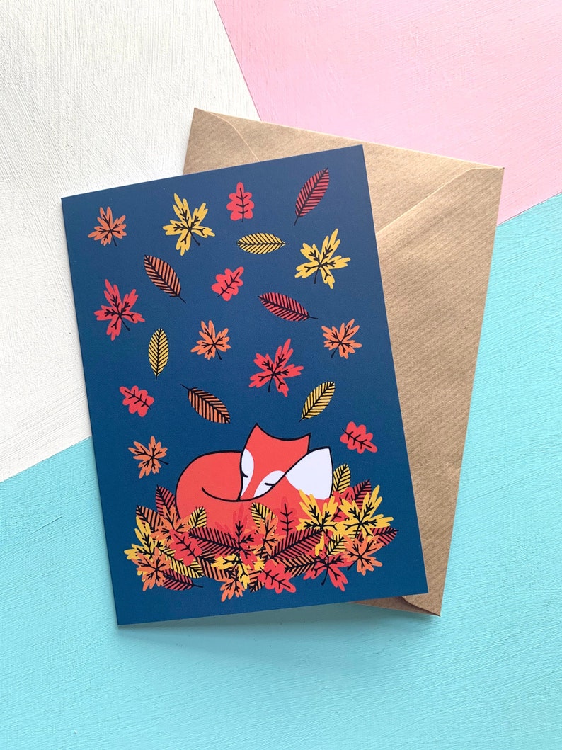 Sleeping Fox Illustrated greetings card image 1